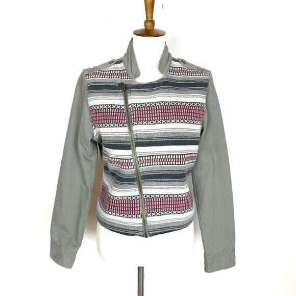 American Eagle Cotton Moto Jacket Blazer Size Large - Picture 1 of 6